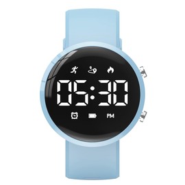 Focwony Kids Fitness Tracker Watch, Digital Steps Counter, Boys Girls Waterproof Wristwatch with Step Counting/Distance/Calories/Stopwatch/Alarm Clock, Great Xmas Gift for Children (Light Blue)