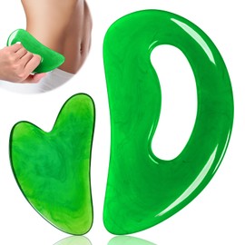 FDKJEJC Body Gua Sha Tool Cellulite Guasha Tool for Body Body Massage Tools (Natural Resin) Lymphatic Drainage Tool Guasha Tool for Face，Back, Legs, Women's Body Shaping Tools (Green)