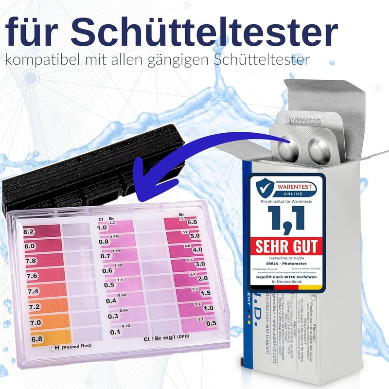 100 Rapid Water Test Tablets for Shake Tester, 50 x