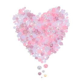 CORHAD Resin Pearl Diamond Flatback Cabochons Half Round Pearl Beads for Craft Jewelry DIY Nail Art Decorations Assorted Sizes