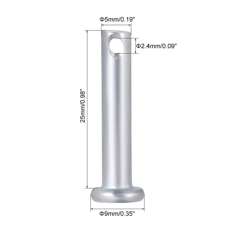 uxcell Single Hole Clevis Pins,5mm x 25mm Flat Head Zinc-Plating