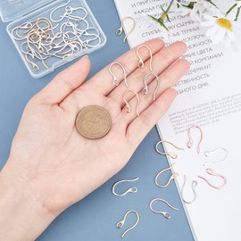 UNICRAFTALE 40 Pieces 4 Colours 304 Stainless Steel Ear Hooks Metal Earring Hooks DIY Earring Hooks Rose Gold Golden DIY Earring Accessories Blanks Ear Hooks for Jewellery Making DIY Earring Creative