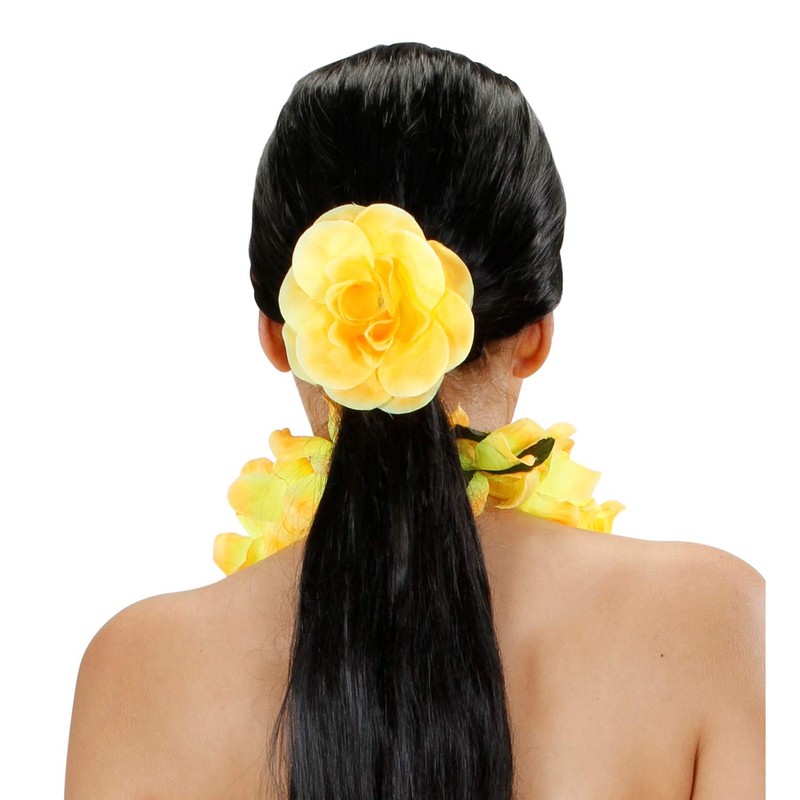 Widmann 94172 Hair Scrunchie with Flower, Yellow, Hair Band, Accessory,