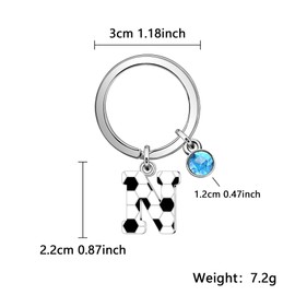 Casxyue Football Key Chain For Women Girls Man Boys Letter Keychain Football Gifts Football Lovers Key Ring Football Players Gifts Initial Alphabet Key Chain Graduation Christmas Birthday Gifts (N)