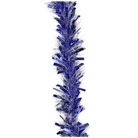 Northlight Festive Christmas Hanukkah Tinsel Garland Unlit-6 Ply, 50', Blue/White