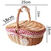 MZSX Outdoor Picnic Basket, Wicker Picnic Basket, With Lid And