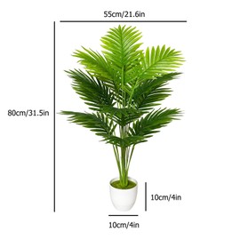 AIVORIUY Künstliche Pflanzen Groß Kunstpflanze im Topf Plastik Künstliche Palmen Fake Plant Deko für Zimmerpflanzen Wohnzimmer Schlafzimmer Büro Einweihungsgeschenk (80cm Hohe Palme)