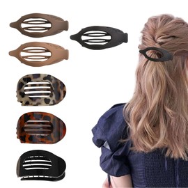 AstraGlam hair clips for women. The set comes with six clips in neutral colors, featuring flat oval and leaf shapes. They are suitable for medium-thin and thick hair, providing a good hold and a