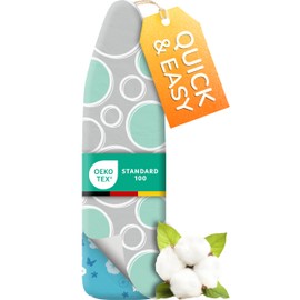 smart&gentle Super Thick Turbo Ironing Board Cover with Padding - 50% Faster High Speed Heat Reflection - Made in Germany - 100% Cotton Top - Love&Liberty-Line 15x54