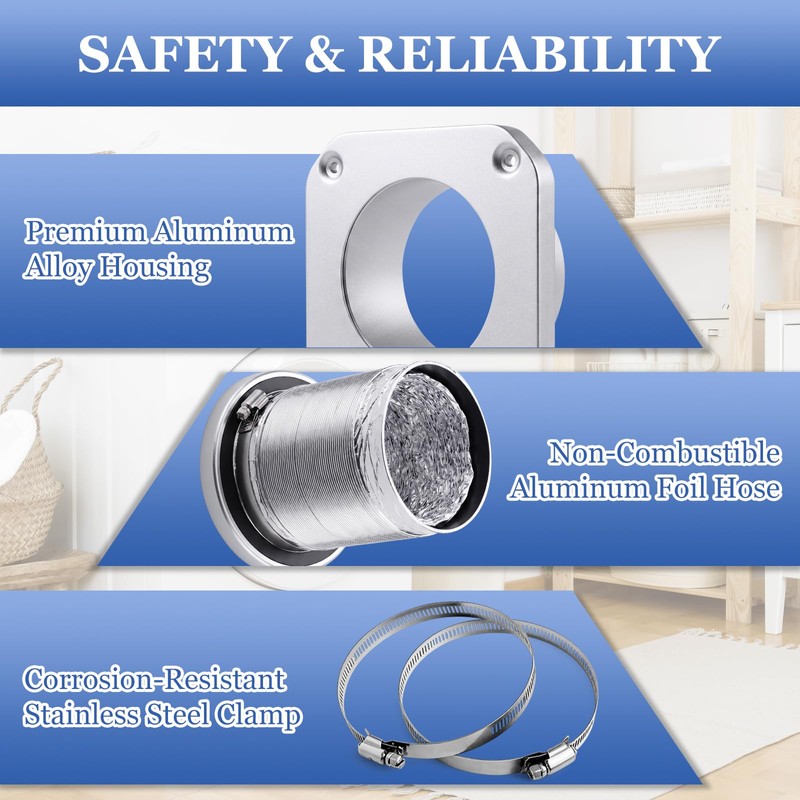 Magnetic Dryer Vent MV-180 Connector Kit with 5FT Hose and