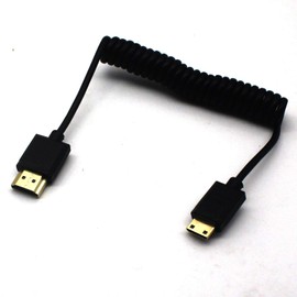 Disscool - Cable HDMI 2.0 HDMI macho a mini HDMI, 4 K @ 60 Hz, cable de resorte en espiral para cámara/tablet/HD TV/Monitor/UNC, cable de extensión (1,2 m)