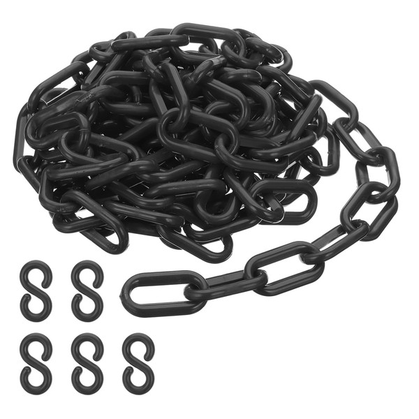 PATIKIL Plastic Chain Links, 10 Feet Safety Chains, Black Plastic