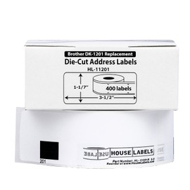 HOUSELABELS Compatible with DK-1201 Replacement Roll for Brother QL Label Printers; 400 Removable Adhesive Address Labels; 1-1/7" x 3-1/2" (29mm*90mm) - 6 Rolls