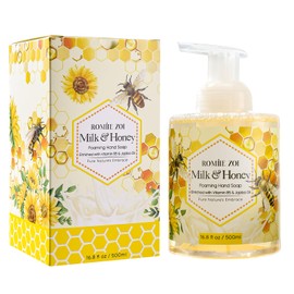 ROMIIE ZOI Foaming Hand Soap with Gift Box- Milk + Honey - Biodegradable Formula Moisture & Revitalize - 500 ml/ 16.8 fl oz