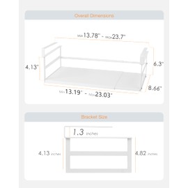 Selosiz Under Shelf Storage Basket Expandable Organizer, 2 Pack Hanging Baskets Under Cabinet Shelf, Add-on Space Saver Pantry Kitchen Cupboard Desk Counter Bookshelf, Heavy-Duty Slide-in White Large
