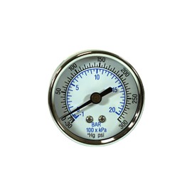 Dry Center Back Mount Vacuum Gauge with 2" Dial, 30" VAC/0/300 PSI, (-30-300 PSI), 1/8" Male NPT, Chrome Bezel, Brass Internals and Plastic Lens (1)