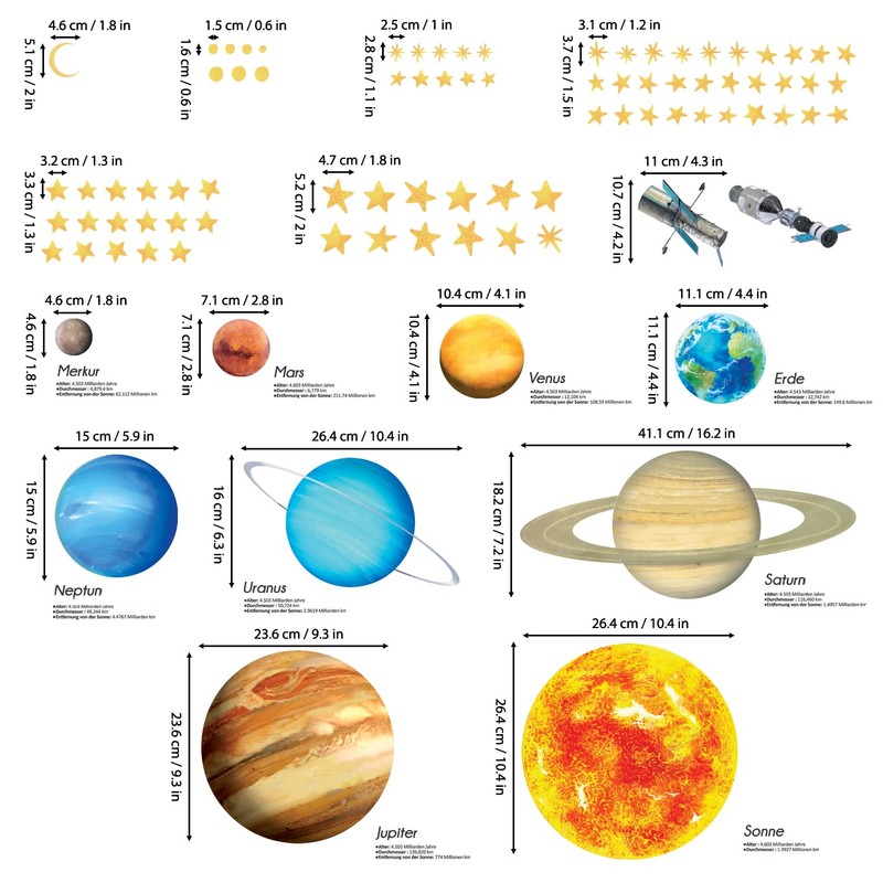 DECOWALL DS9-2007DE Solar System Planets Wall Sticker Space Wall Sticker