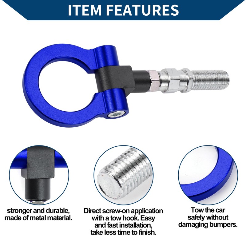 Hihaha Tow Hook/Universal Car Front Bumper Towing Hook/Durable Metal Rotary
