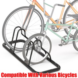 Simple Houseware 2 Bike Bicycle Floor Parking Adjustable Storage Stand, Black