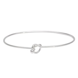 Silverly Friendship Love Knot Sterling Silver Bangles for Women Solid 925 - Classic Friendship Bracelet - Bridesmaid Gift Jewellery - Thin Band Sterling Silver Bracelet for Women