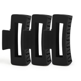 Hair Clips for Women - 4 Inch Large Claw Clips for Thin Thick Long Curly Hair, Strong Hold Big Square Jaw Clip Fashion Accessories for Women, 3 Pack Black Claw Clip