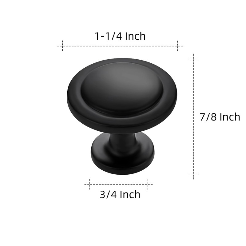 Ravinte 45 Pack 1-1/4 Inch Kitchen Cabinet Knobs Matte Black