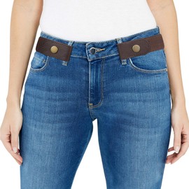 XZQTIVE No Buckle Elastic Stretch Belts for Men and Women, Comfortable Invisible Belts for Jeans Pants, Coffee, Fit Waist Size 48-72 inches