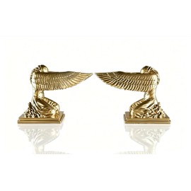 winlead 2PCS Kneeling Ark Angel Statue, Gold Plated Ark of The Covenant Historic Replica Figurine, Religious Decorative Figurine Collectible, Praying Angel Statue for Home or Garden, Movie Props