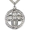 Heartland Store Men's Sterling Silver Circular 4 Way Cross Pendant