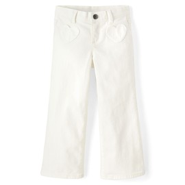 Gymboree,Girls,and Toddler Wide Leg Jeans,White Heart Twill,6