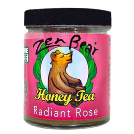 Zen Bear Radiant Rose Herbal Infused Honey Tea - Wildflower Honey, Green Tea, Cranberry, Hawthorn Berry, Rose Hips, Ginger - Antioxidant-Rich & Immune Boosting Blend - Soothing & Uplifting | 8 Oz Jar