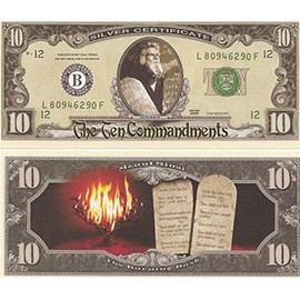 Lot of (25) Ten Commandments 10 Dollar Novelty Bill Collectable