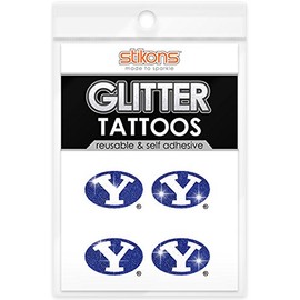 Spirit Gear Central BYU Cougars Glitter Tattoos 4 Pack