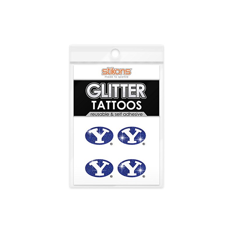 Spirit Gear Central BYU Cougars Glitter Tattoos 4 Pack