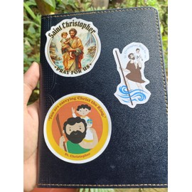 (8PCS) Saint Christopher Stickers - Christian Catholic Gift Waterproof Vinyl Sticker Decal for Laptop Water Bottle or Car 3 Inches
