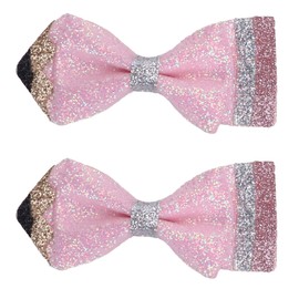 Back To School Hair Bows, Glitter Pencil Hair Clips, Non Slip Alligator Clips Sparkly First Day of School Bows Hair Accessories for Girls, Pink