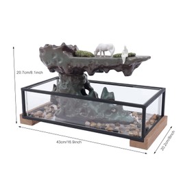 Desktop Rockery Fountain Waterfall,Desktop Fountain Waterfall with Fish Bowl,Waterfall Fountain Zen Meditation for Home Office Bedroom Desk Décoration