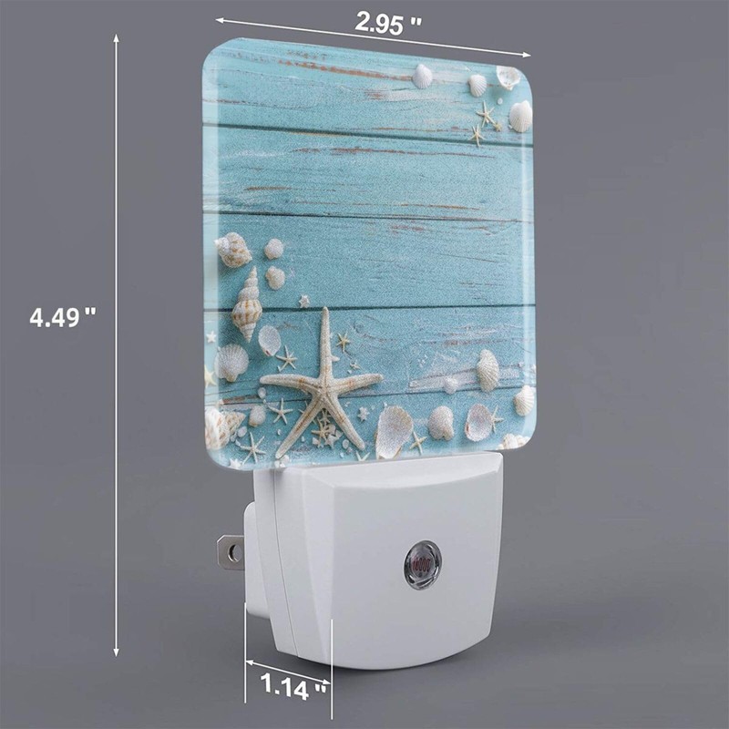 Seashell Night Light Plug-in LED Lamp Set of 2, Dusk