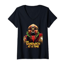 Womens One Sandwich At A Time Cheese Lover V-Neck T-Shirt