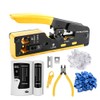 RJ45 Crimp Tool Kit Pass Through Ethernet Crimper Cat6 Cat5
