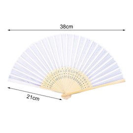 JYSILIYH 2Pcs White Folding Fans,Hand Fan for Women,Foldable Bamboo Fans,Silk Fabric Handheld Folded Fan Chinese Japanese Fan for DIY Decoration Wedding Dancing Party Summer,Folding Fan for Festival