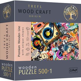 Trefl - Wooden Puzzle: In the World of Music - 500+1 Pieces, Wood Craft, Irregular Shapes, 50 Figures, Modern Premium Puzzle Game, DIY, for Adults and Children from 12 Years