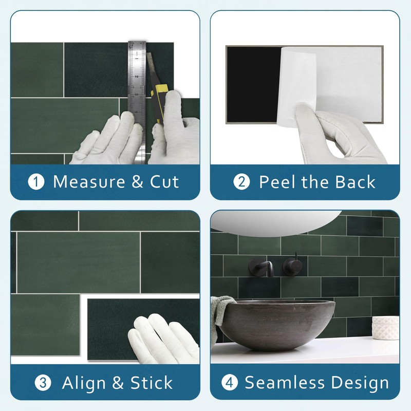 SUNWINGS 100-Sheet Subway Peel and Stick Backsplash Tile, 6" x