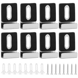 8pcs Metal Mirror Clips, Mirror Holder Kit with Screws Heavy Duty Mirror Hangers Retainer Clips Wide Channel Mirror Holder for Wall Mounting Frameless Mirror Billboard Displays