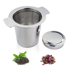 Infusor de té y café de acero inoxidable, filtro de hojas de té/café para el hogar con tapa y asa para colgar en teteras, Filtros de Malla Fina Colador, tazas para preparar té/café de hojas sueltas