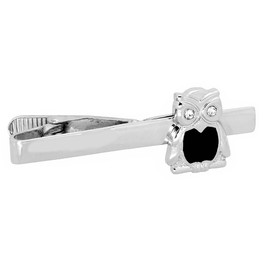 Silver Black Owl Tie Clip Tie Bar Tie Clip n02949, Brass, No Gemstone