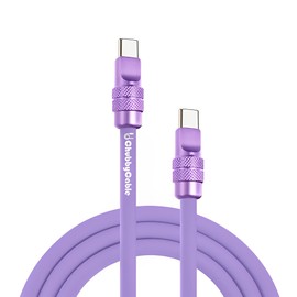 chubbycable Chubby 2.0 Anodized Version - 240W USB C Cable Reflective Shine Charge Cable Silicone Fast Charging Cable, Lavender Purple, Type C to Type C, 9.8FT