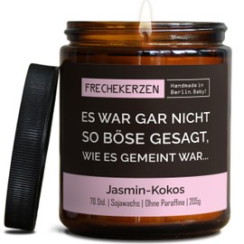 Lustige Duftkerze mit asozialem Spruch | Handgemacht aus Sojawachs | In Geschenkbox | Gast Geschenk Freundschaft Kumpel Papa Partner Schwester BFF Deko schlechte Laune |Jasmin-Kokos