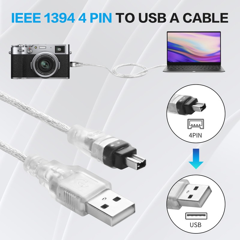 YAODHAOD Firewire to USB Adapter Cable, USB 2.0 Male Firewire
