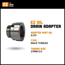 EZ (A-211) Silver 27mm-2.0 Thread Size Oil Drain Valve Adapter